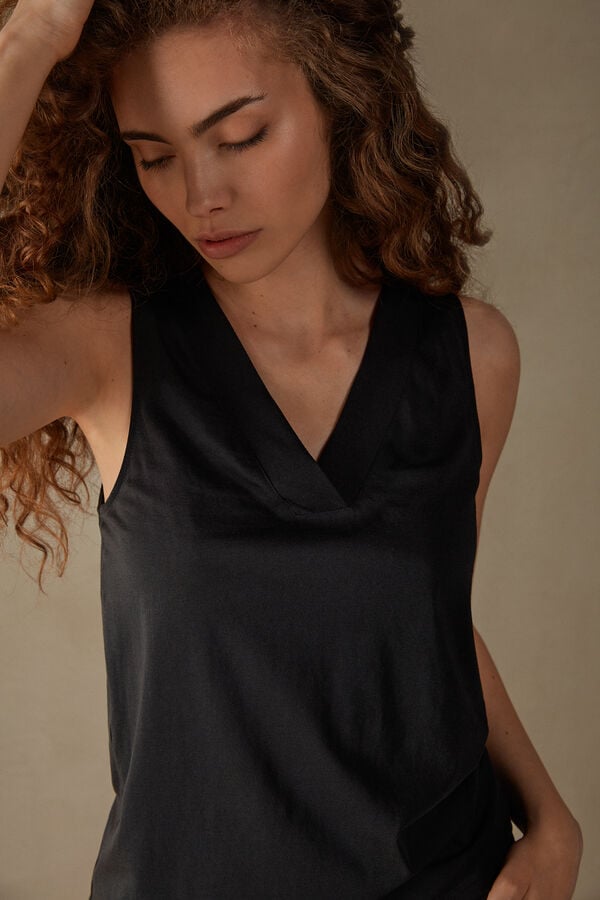 Intimssimi V-neck Top in Supima® Ultrafresh Cotton Black | YSGVQ46432