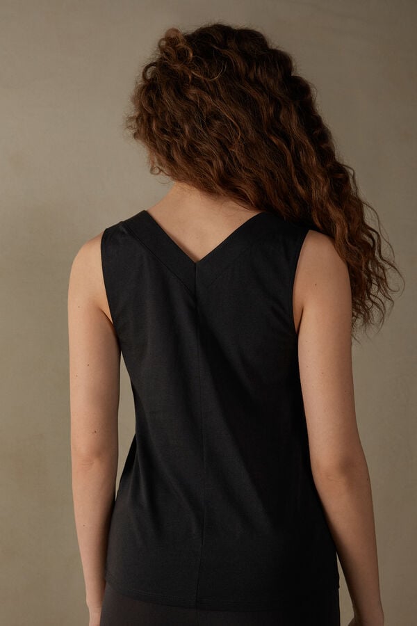 Intimssimi V-neck Top in Supima® Ultrafresh Cotton Black | YSGVQ46432