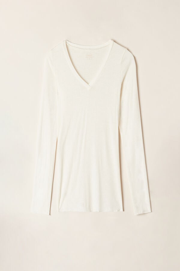 Intimssimi V-neck top in Modal Ultralight with Cashmere White | USGND81546