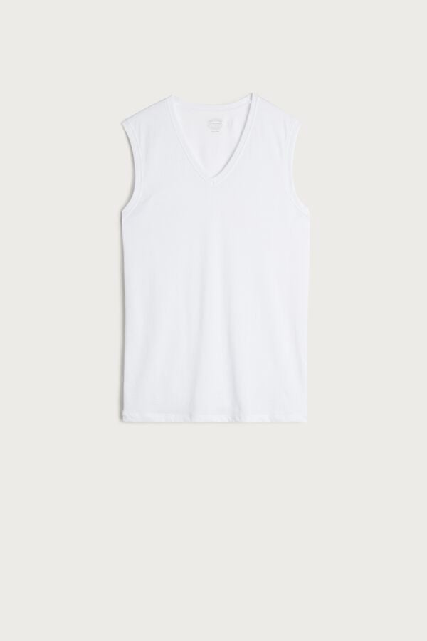 Intimssimi Wide-Strap Supima Cotton Tank Top White | SGXBR53873