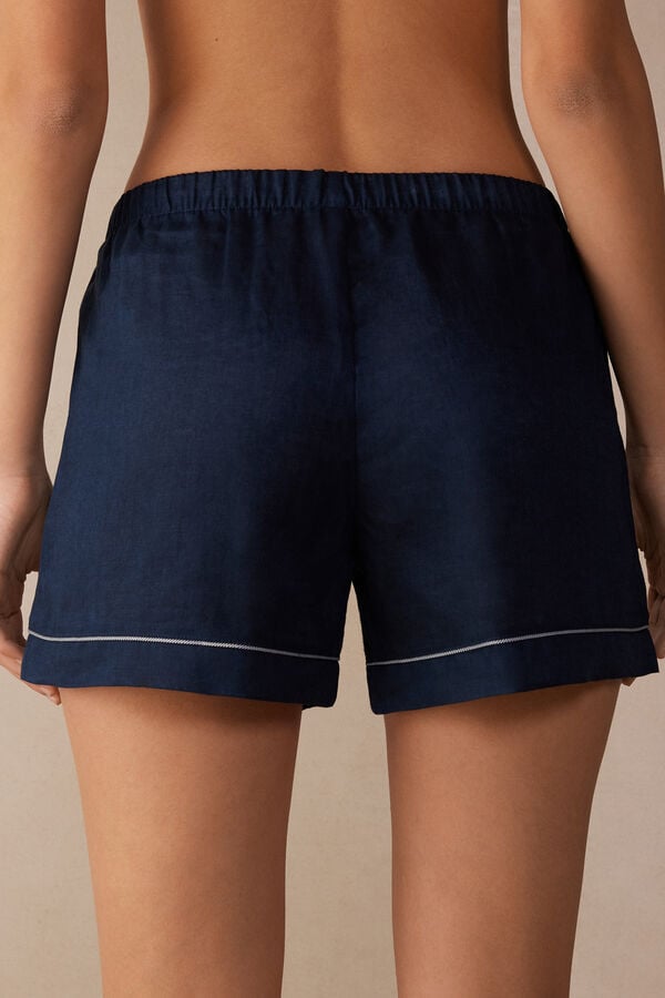 Intimssimi Yacht Night Linen Shorts Blue | YSGVQ35519