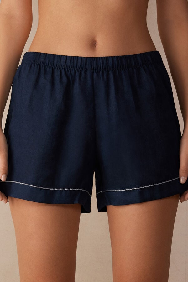 Intimssimi Yacht Night Linen Shorts Blue | YSGVQ35519