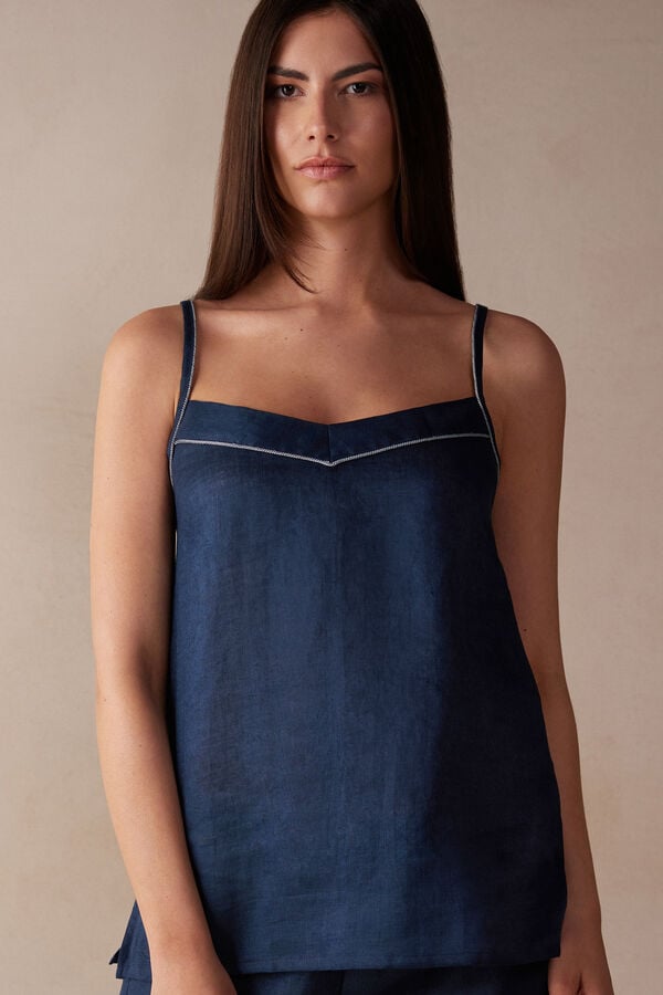 Intimssimi Yacht Night Linen Top Blue | SGEGJ54192